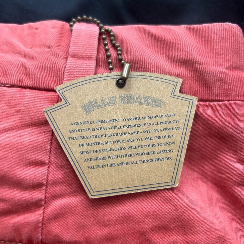 Bills Khakis Chino Pants Mens 34x32.5 Salmon Coral Made in USA Straight - Picture 6 of 12